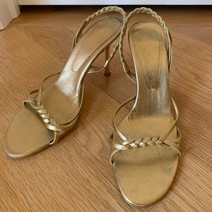 Celine Gold Slingback Sandals